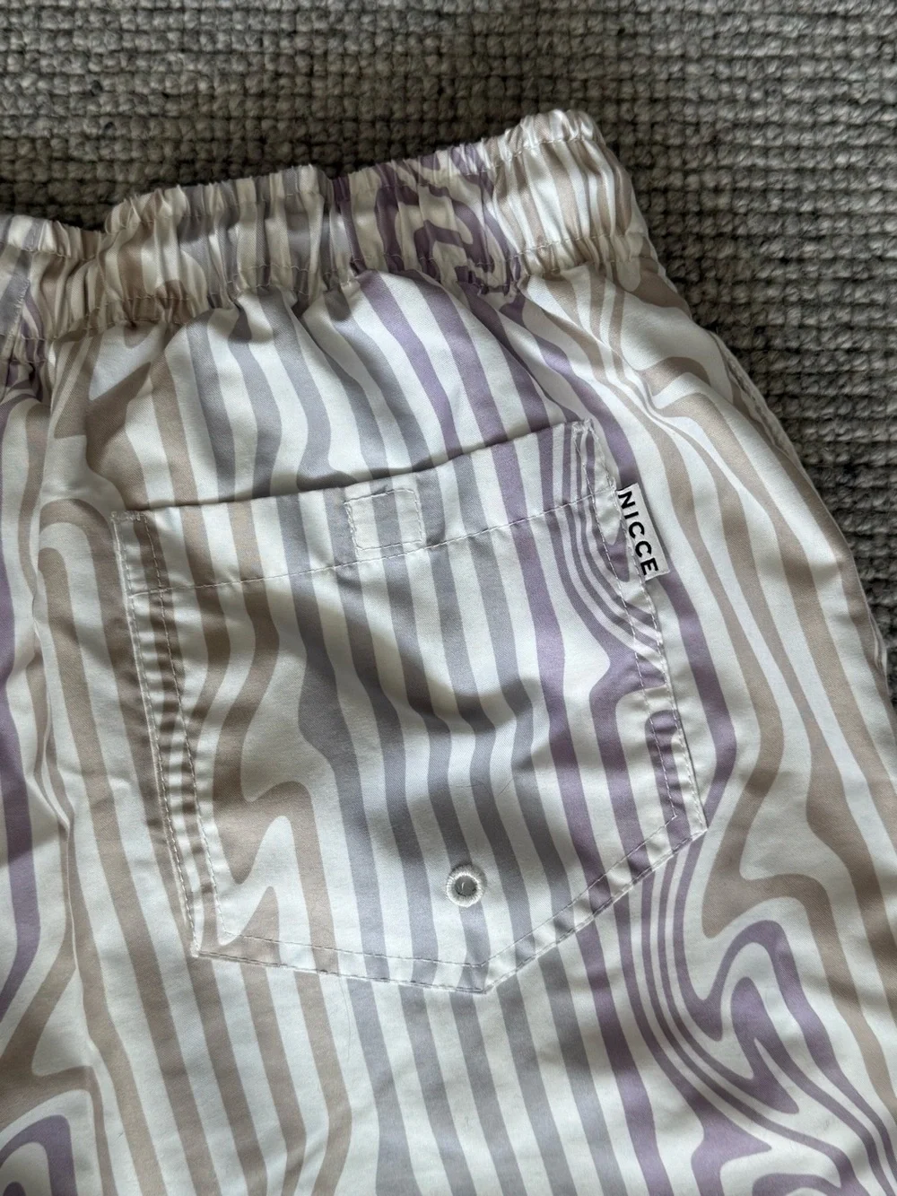Nicce Men's Strata Swim Suit Shorts Trunks Stripe Purple White Small 5